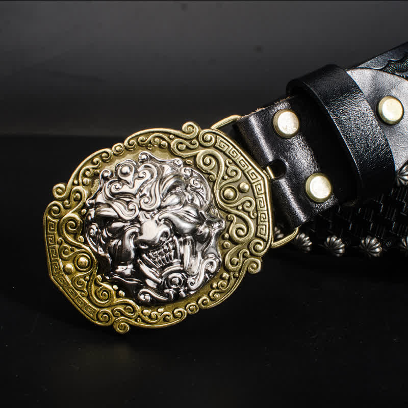 Cinturón de cuero con tachuelas y remaches Rock Monster para hombre