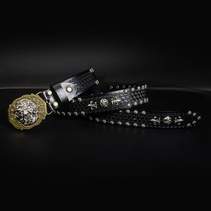 Cinturón de cuero con tachuelas y remaches Rock Monster para hombre