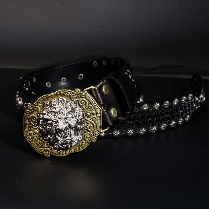 Cinturón de cuero con tachuelas y remaches Rock Monster para hombre