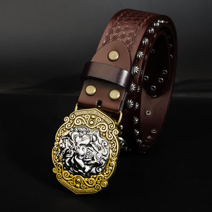 Cinturón de cuero con tachuelas y remaches Rock Monster para hombre