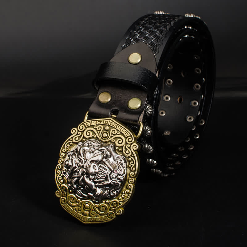 Cinturón de cuero con tachuelas y remaches Rock Monster para hombre