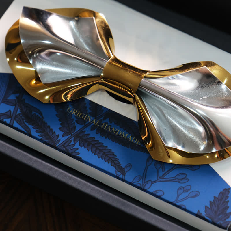 Pajarita dorada y plateada brillante Future para hombre