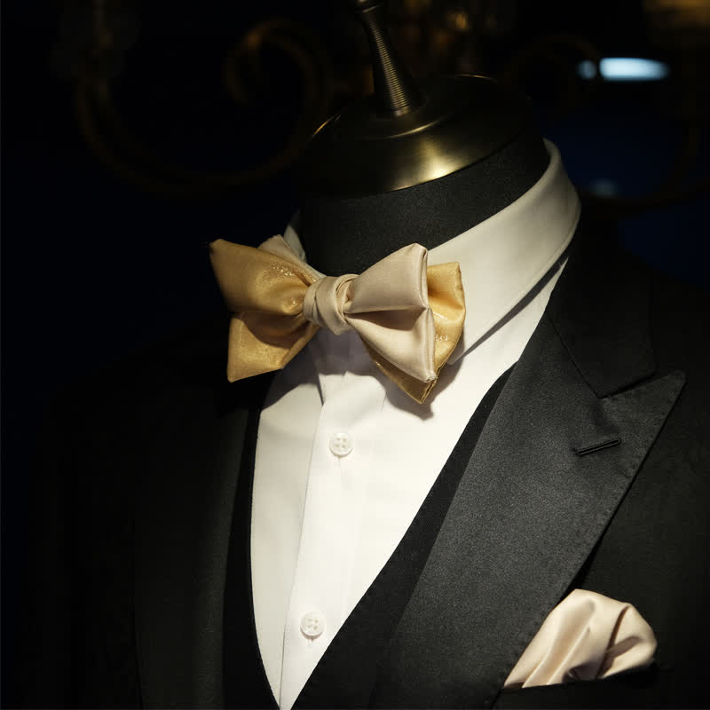 Pajarita asimétrica en contraste color albaricoque dorado para hombre