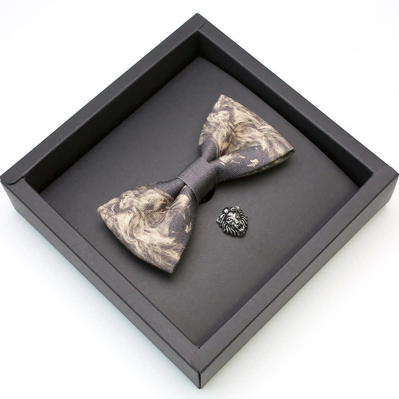 Juego de 2 broches y pajaritas con diseño de cabeza de león para hombre - image 2