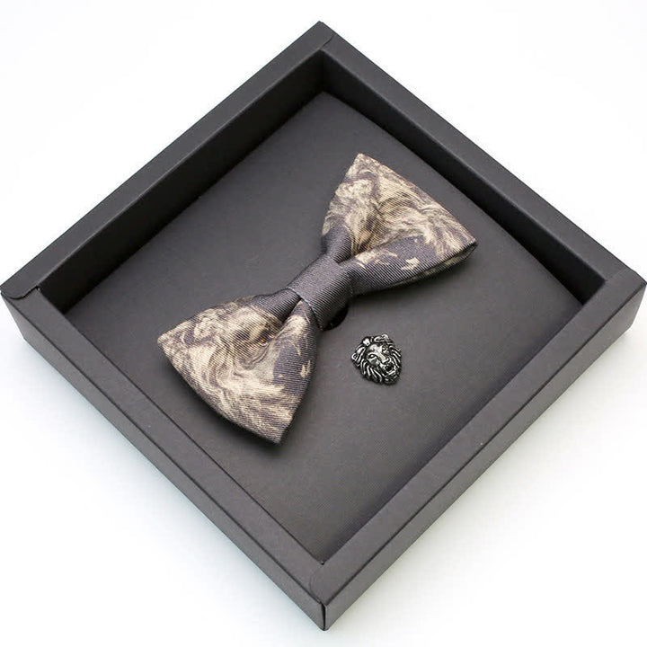 Juego de 2 broches y pajaritas con diseño de cabeza de león para hombre - image 2