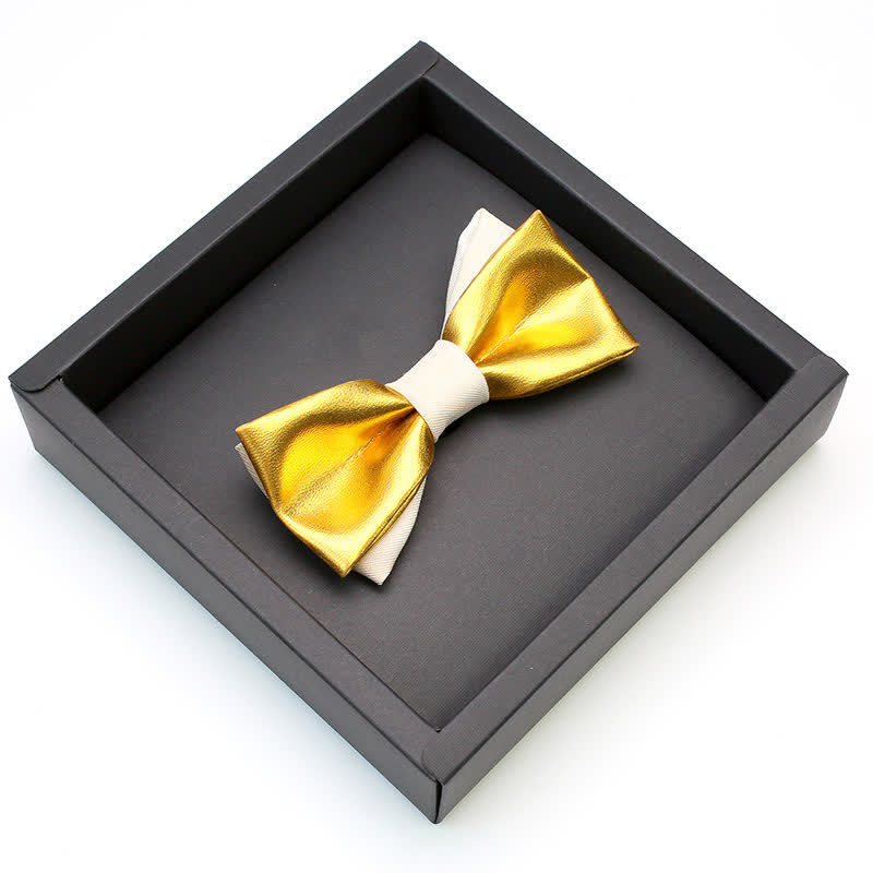 Pajarita de lujo de doble capa en blanco y dorado para hombre