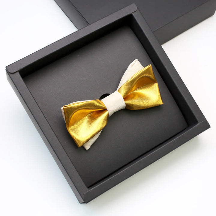 Pajarita de lujo de doble capa en blanco y dorado para hombre
