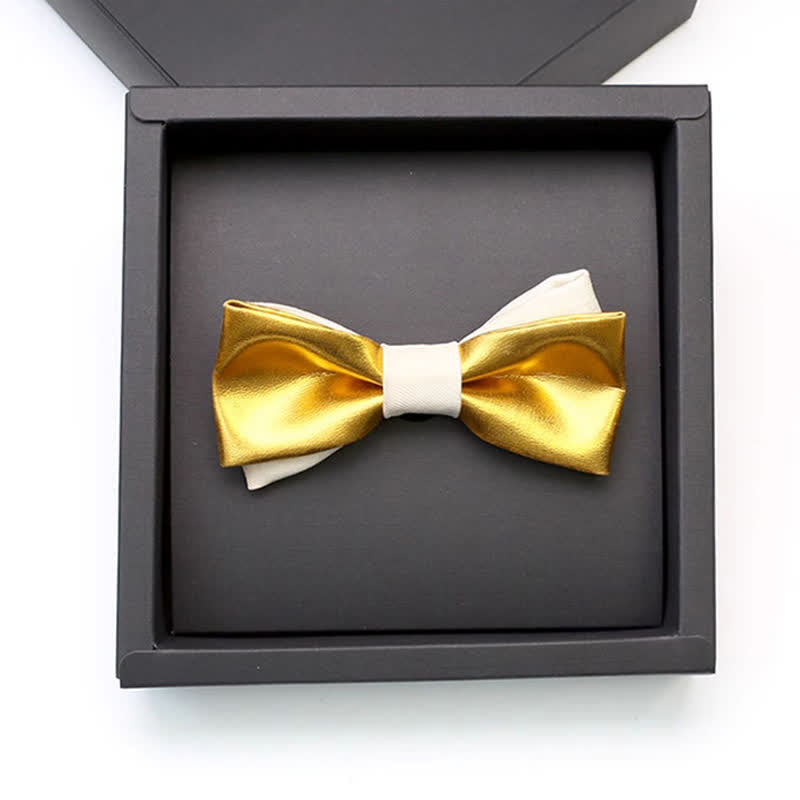 Pajarita de lujo de doble capa en blanco y dorado para hombre