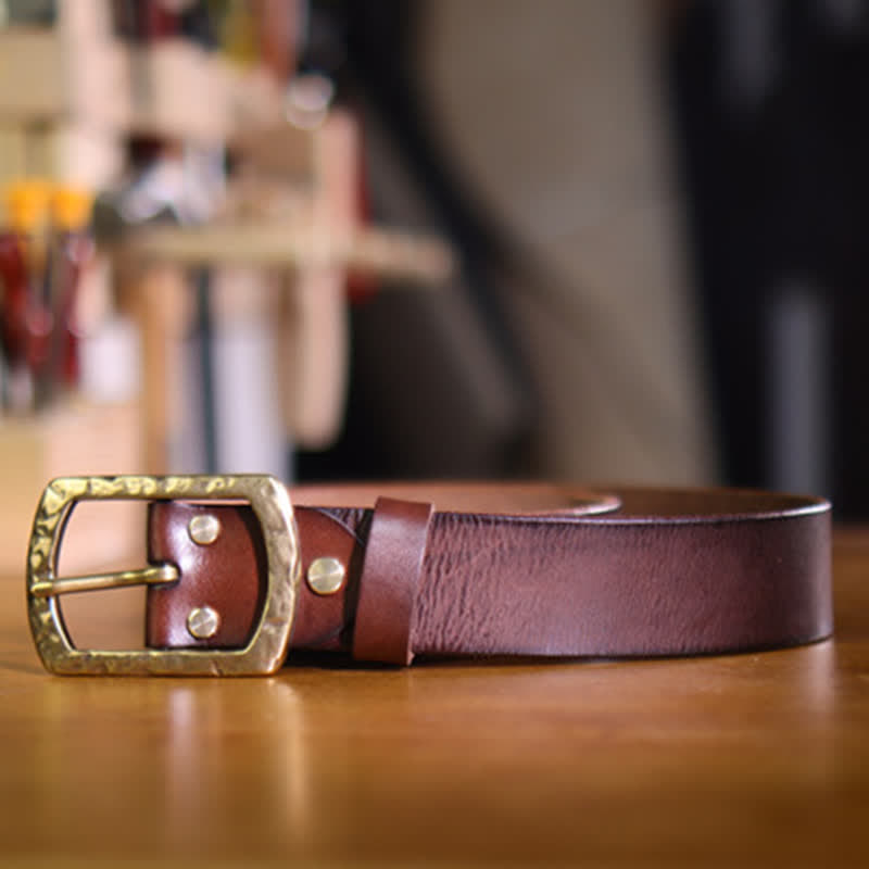 Cinturón de cuero con diseño desgastado retro clásico para hombre