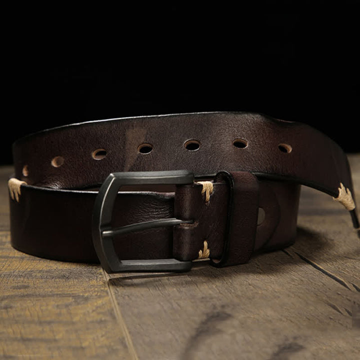 Cinturón de cuero para jeans con puntas retro que combina con todo para hombre