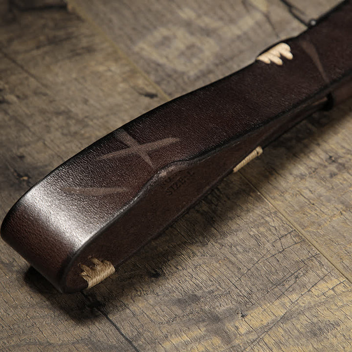 Cinturón de cuero para jeans con puntas retro que combina con todo para hombre
