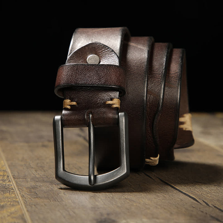 Cinturón de cuero para jeans con puntas retro que combina con todo para hombre