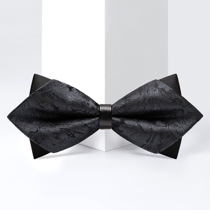 Pajarita elegante con doble capa de cachemira y diseño de puntos para hombre