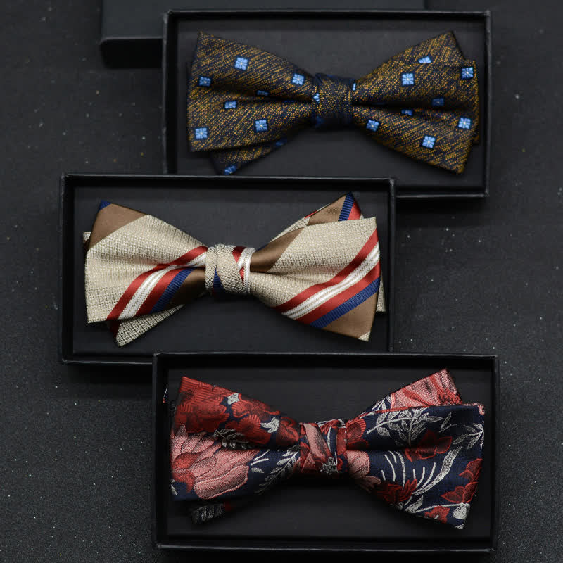 Conjunto de 2 pañuelos y pajaritas elegantes con diseño floral para hombre