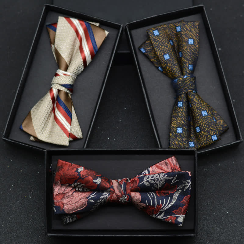 Conjunto de 2 pañuelos y pajaritas elegantes con diseño floral para hombre