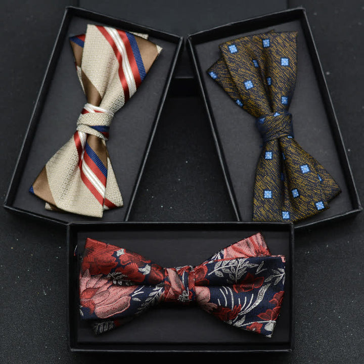 Conjunto de 2 pañuelos y pajaritas elegantes con diseño floral para hombre
