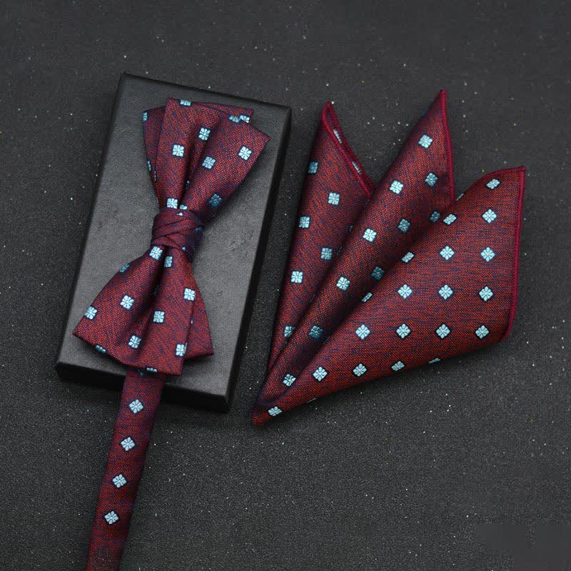 Conjunto de 2 pañuelos y pajaritas elegantes con diseño floral para hombre
