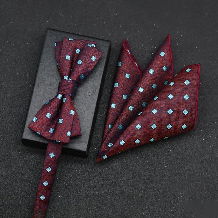 Conjunto de 2 pañuelos y pajaritas elegantes con diseño floral para hombre