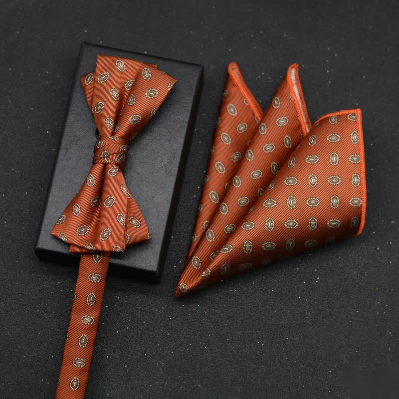 Conjunto de 2 pañuelos y pajaritas elegantes con diseño floral para hombre