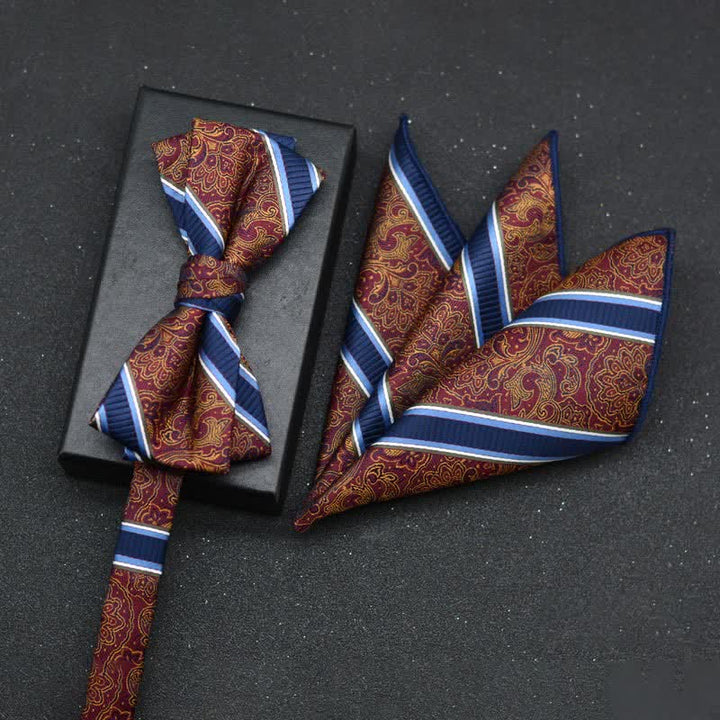 Conjunto de 2 pañuelos y pajaritas elegantes con diseño floral para hombre