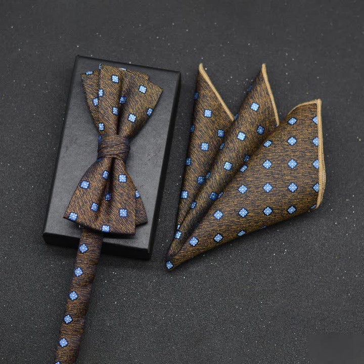Conjunto de 2 pañuelos y pajaritas elegantes con diseño floral para hombre