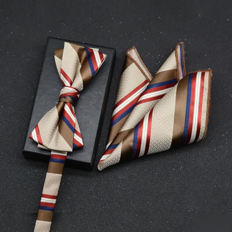 Conjunto de 2 pañuelos y pajaritas elegantes con diseño floral para hombre