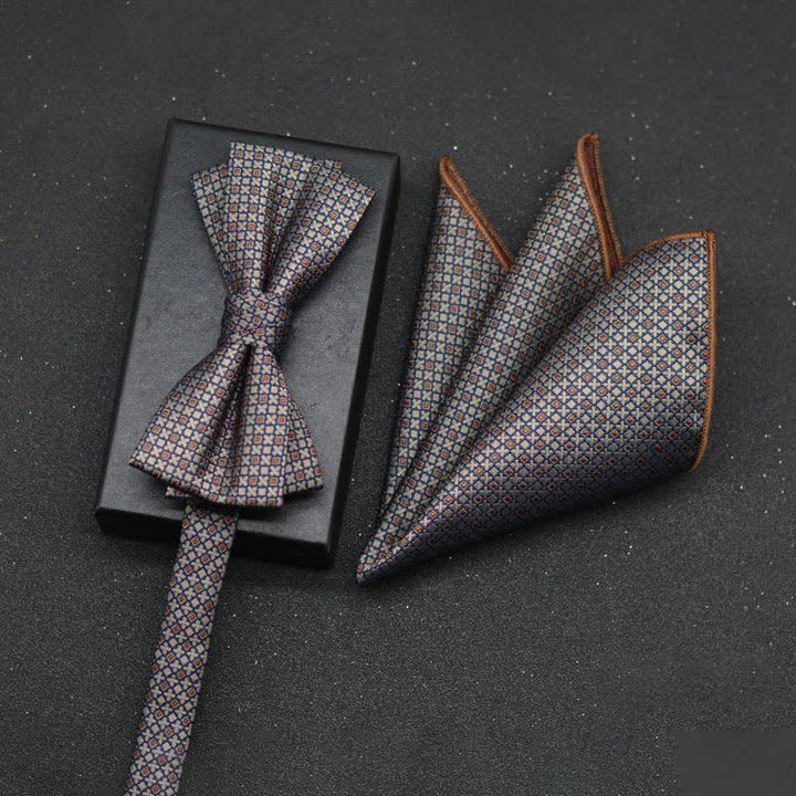 Conjunto de 2 pañuelos y pajaritas elegantes con diseño floral para hombre