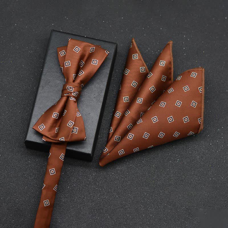 Conjunto de 2 pañuelos y pajaritas elegantes con diseño floral para hombre