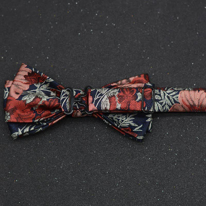 Conjunto de 2 pañuelos y pajaritas elegantes con diseño floral para hombre