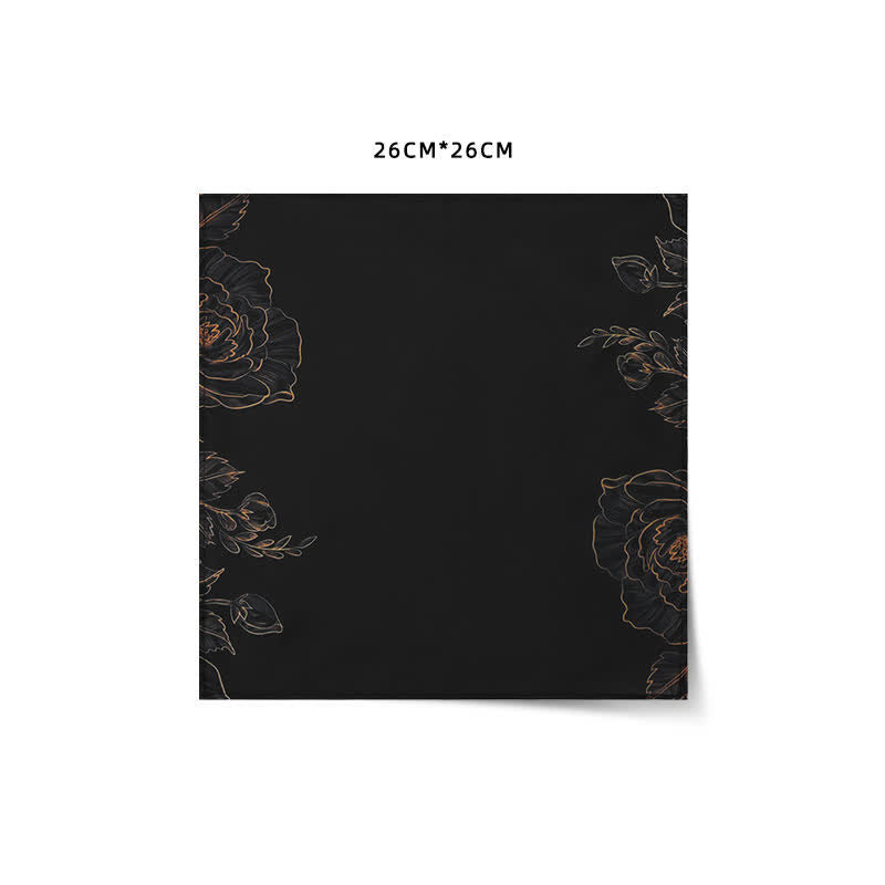 Pajarita negra de doble capa con estampado de loto para hombre