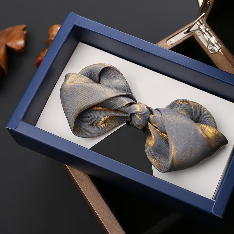 Pajarita de hombre con forma plegada, única y en color gris brillante