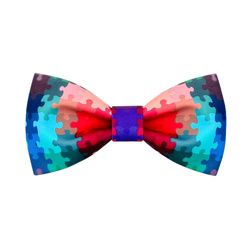 Pajarita con estampado de rompecabezas multicolor actual para hombre
