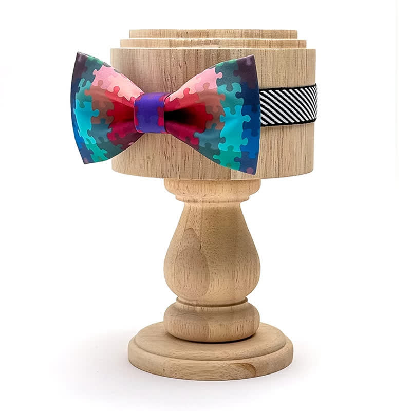 Pajarita con estampado de rompecabezas multicolor actual para hombre
