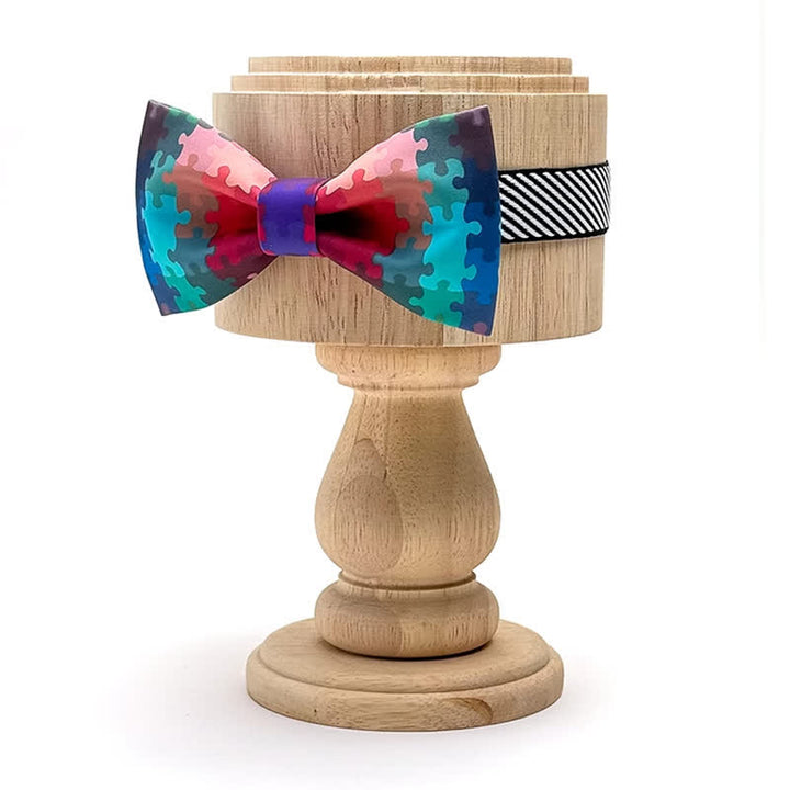 Pajarita con estampado de rompecabezas multicolor actual para hombre
