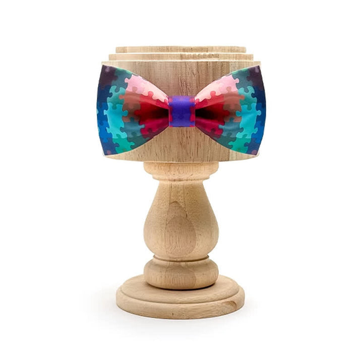 Pajarita con estampado de rompecabezas multicolor actual para hombre