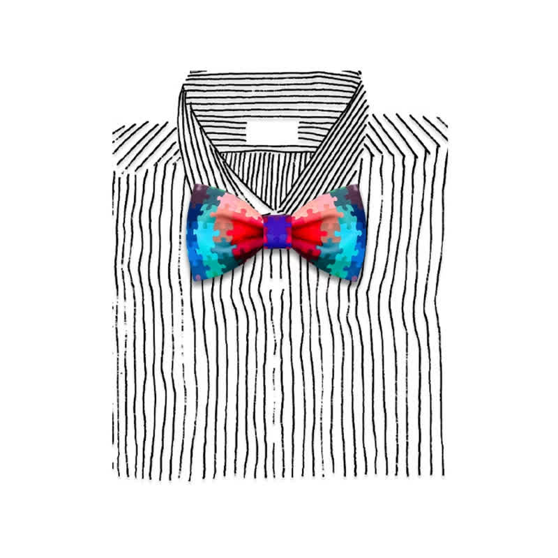 Pajarita con estampado de rompecabezas multicolor actual para hombre