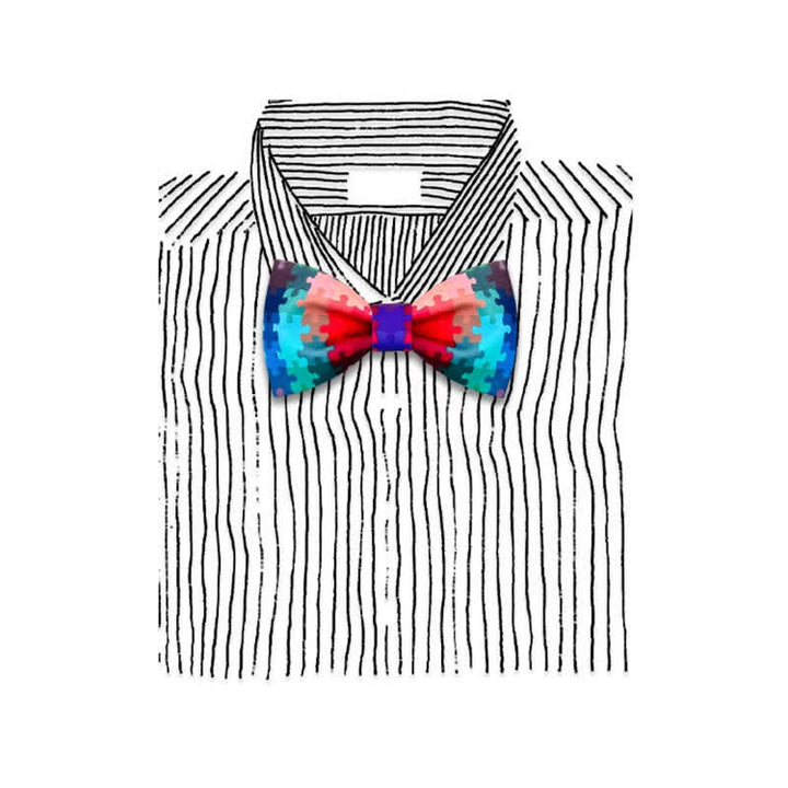 Pajarita con estampado de rompecabezas multicolor actual para hombre