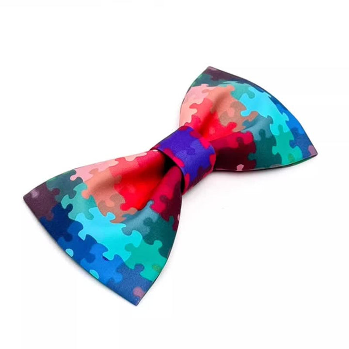 Pajarita con estampado de rompecabezas multicolor actual para hombre