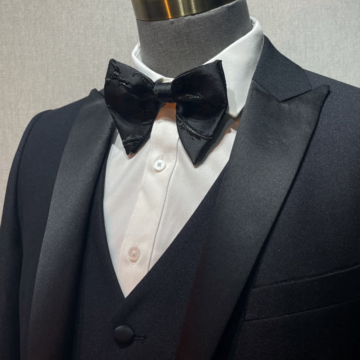 Pajarita clásica de jacquard floral de gran tamaño y punta para hombre