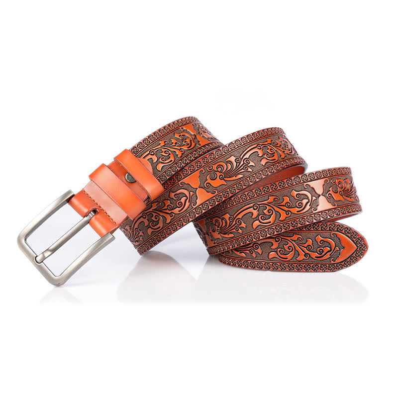 Cinturón de cuero de lujo con estampado floral en relieve para hombre - image 13
