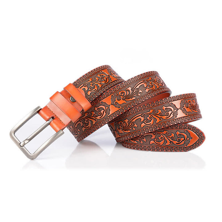 Cinturón de cuero de lujo con estampado floral en relieve para hombre - image 13