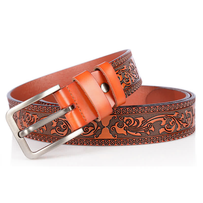 Cinturón de cuero de lujo con estampado floral en relieve para hombre - image 14