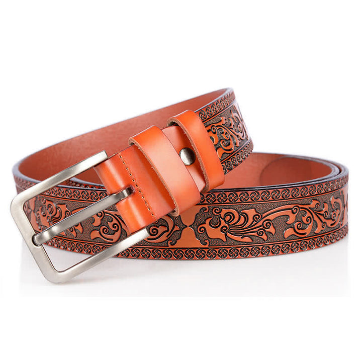 Cinturón de cuero de lujo con estampado floral en relieve para hombre - image 14