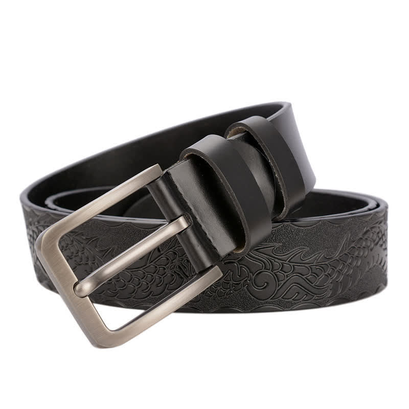 Cinturón de cuero con estampado de dragón en relieve estilo punk para hombre
