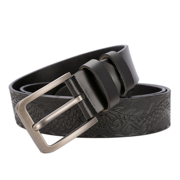Cinturón de cuero con estampado de dragón en relieve estilo punk para hombre