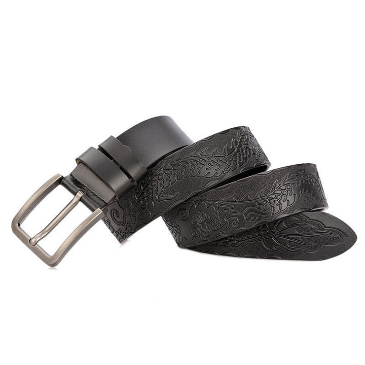 Cinturón de cuero con estampado de dragón en relieve estilo punk para hombre