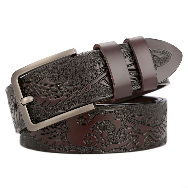 Cinturón de cuero con estampado de dragón en relieve estilo punk para hombre