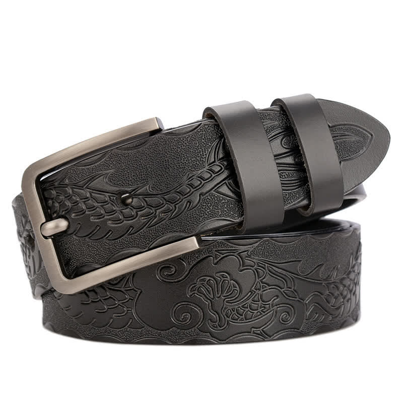 Cinturón de cuero con estampado de dragón en relieve estilo punk para hombre
