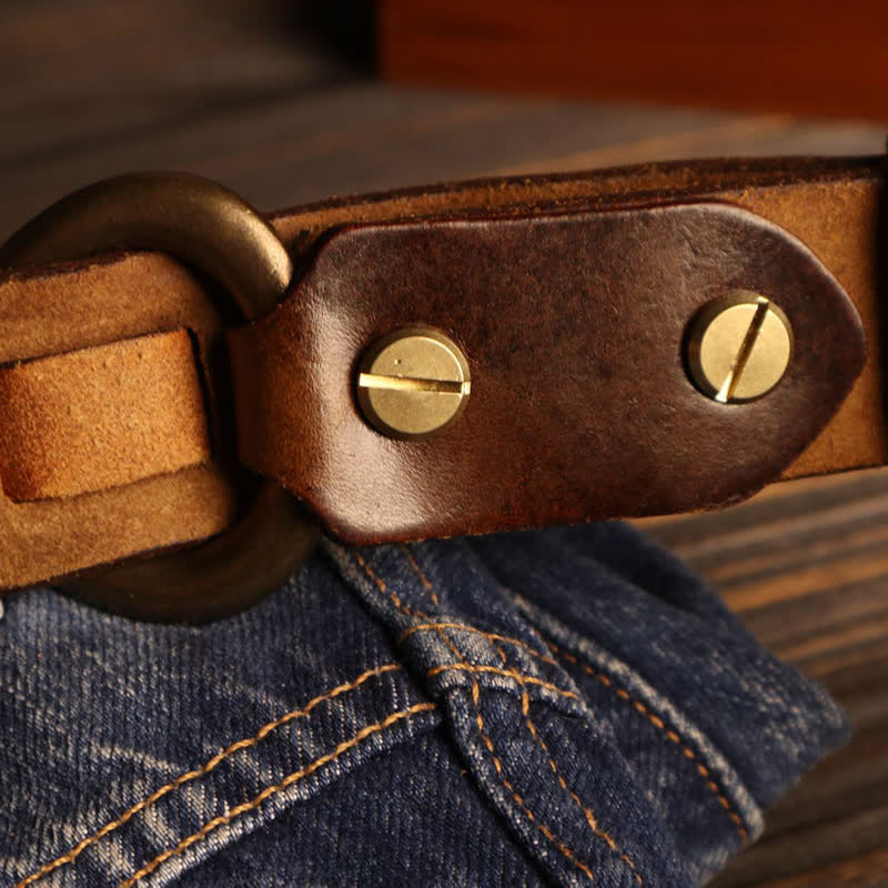 Cinturón de cuero de caballería con hebilla de gancho retro resistente para hombre