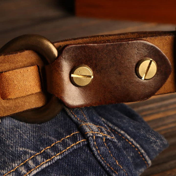 Cinturón de cuero de caballería con hebilla de gancho retro resistente para hombre